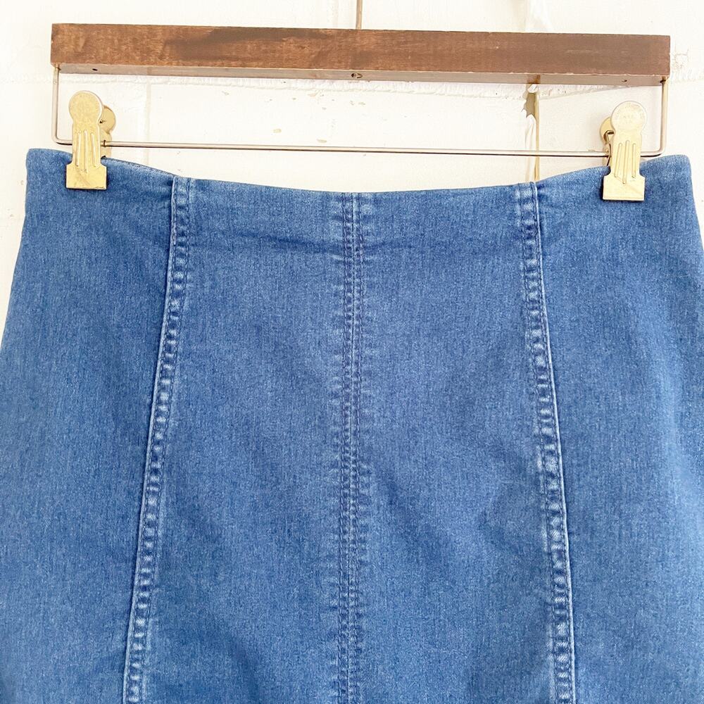 FREE PEOPLE Modern Femme Denim Mini Skirt Hickory 12 - Picture 4 of 11